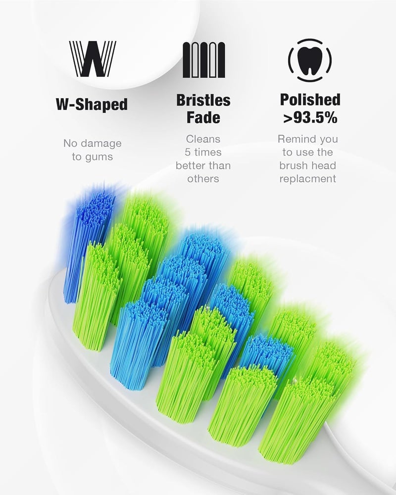 7AM2M Ultrasonic Electric Toothbrush with 6 Brush Heads for Adults&Kids, One Charge for 120 Days, Type-C Charge, 5 Modes, 40000VPM Powered Toothbrush, 2 Minutes Built in Smart Timer (Peacock Green) - Image 4